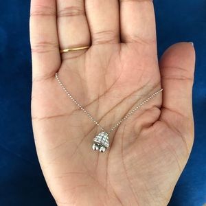 Adjustable Silver Diamond Bell Necklace